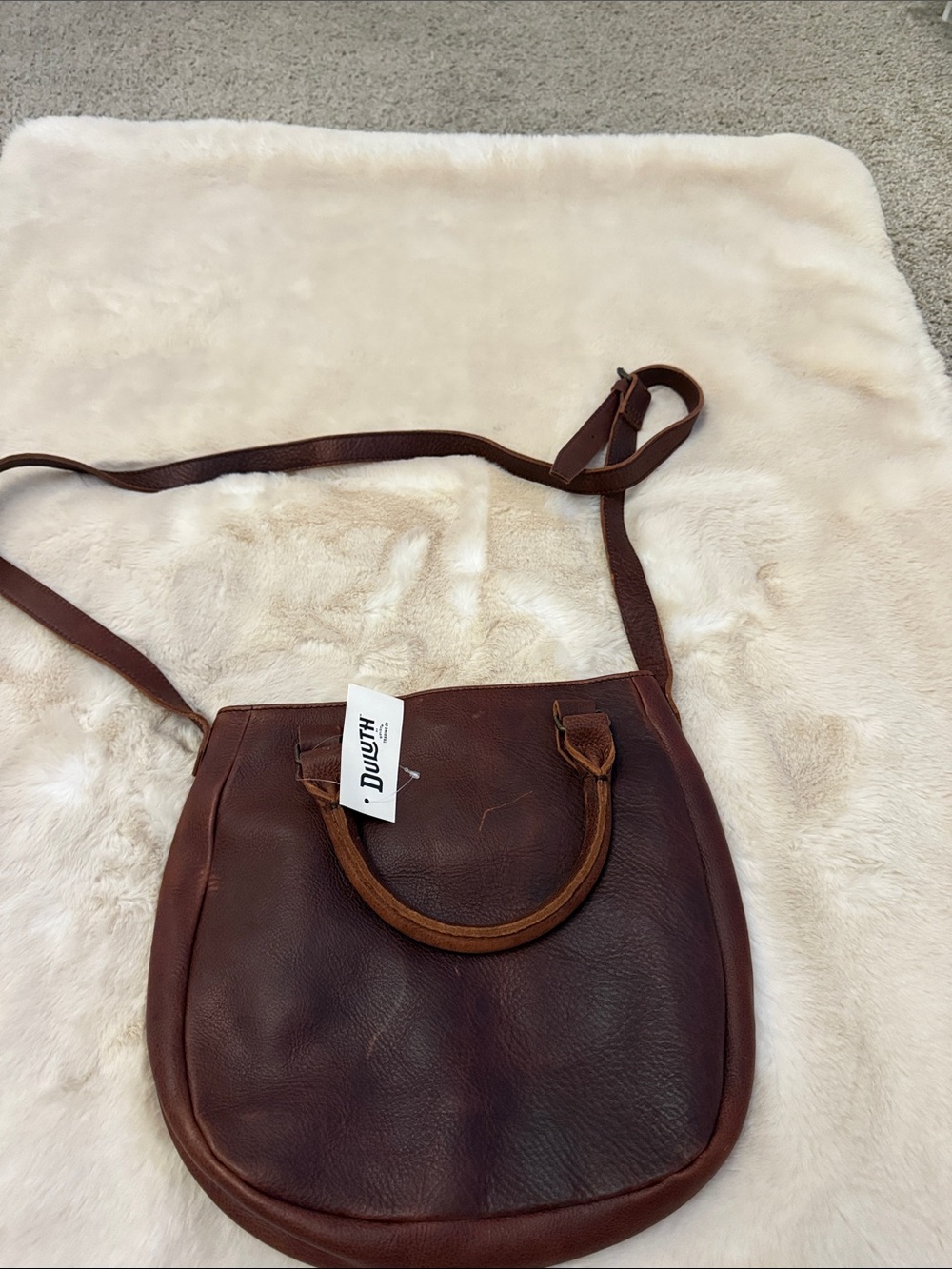Duluth Trading Co Brown Leather Crossbody Tote